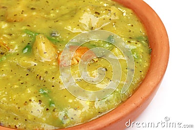 Bengali cuisine â€“ Mashkalai dal with shrimp Stock Photo